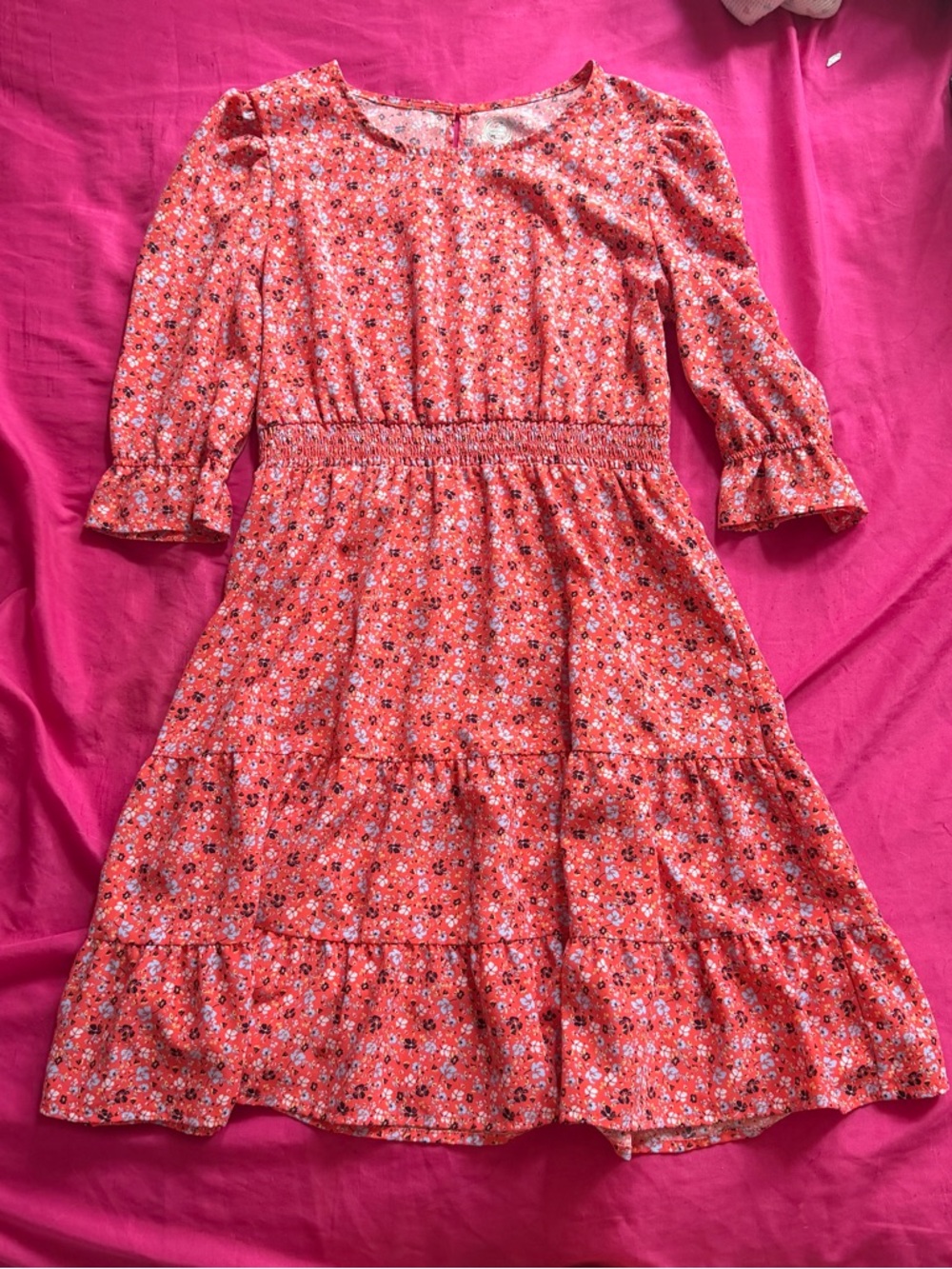 wonder nation Coral Floral Tiered Dress